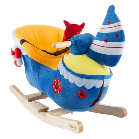 Toy Time Boat Rocker Toy with Soft Fabric Covered Wooden Rocking Ship for Any Nursery-Fun, Boys and Girls 194591NVZ